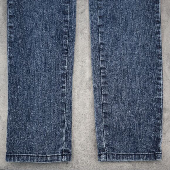 Hot Bottoms Pants Womens 5 Blue Mid Rise Straight Cut Flat Front Jeans - Picture 14 of 16